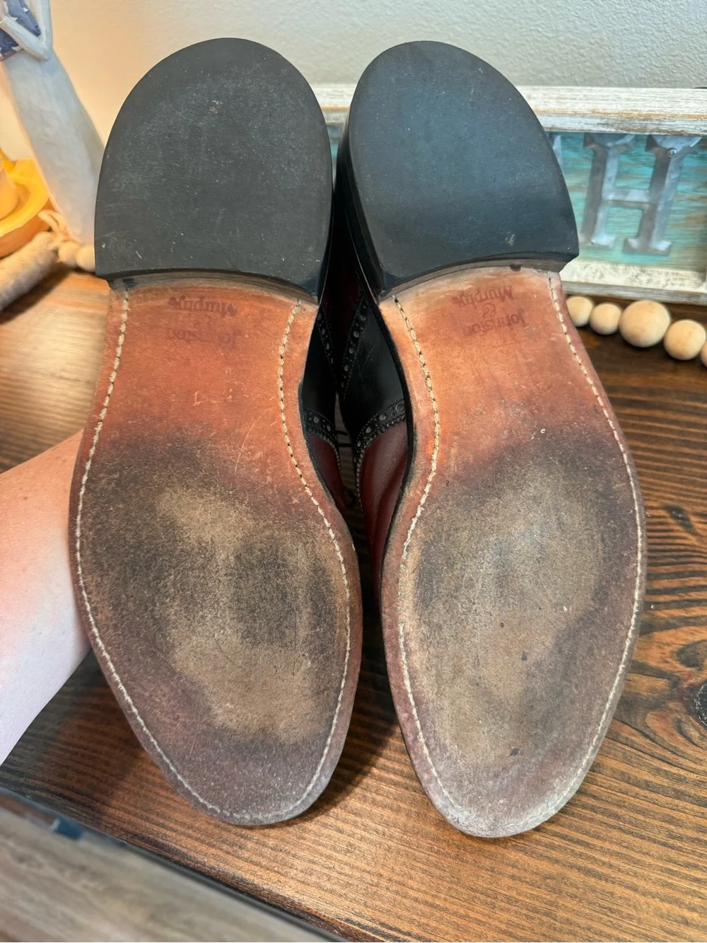 Johnston & Murphy Burgundy Black Spectator Oxfords 11 Leather Made USA Shoes